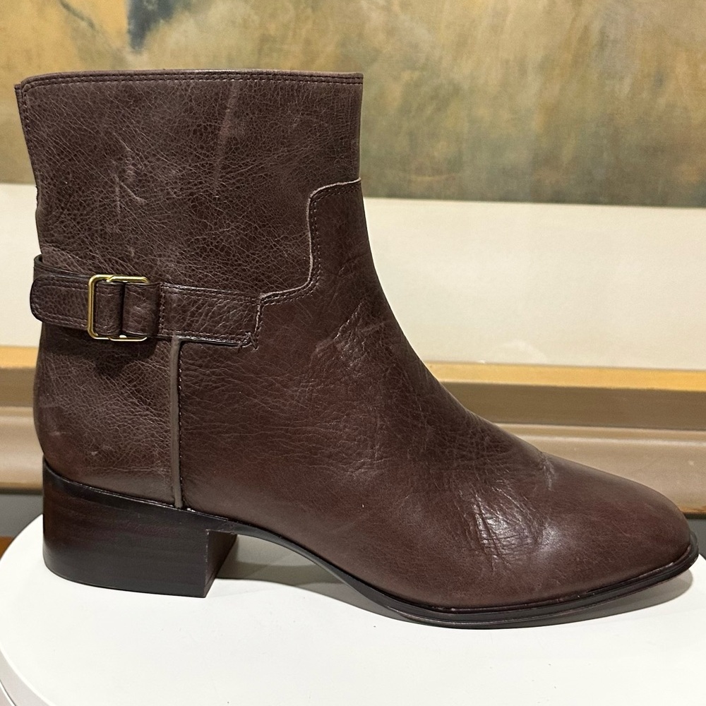 🌸SARTO by FRANCO SARTO 🌸 Brown Leather Round Toe Ankle Bootie Size: 8.5 - Picture 13 of 16
